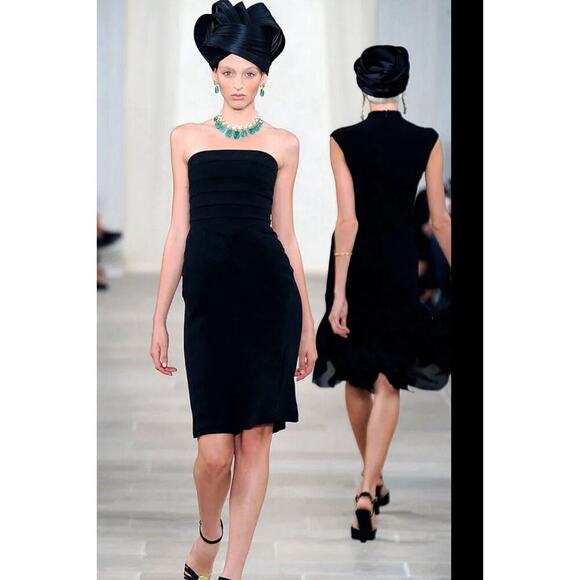 Ralph Lauren Collection Purple Label Midi Silk Black Cocktail Dress 4 Runway 09 - Picture 5 of 16